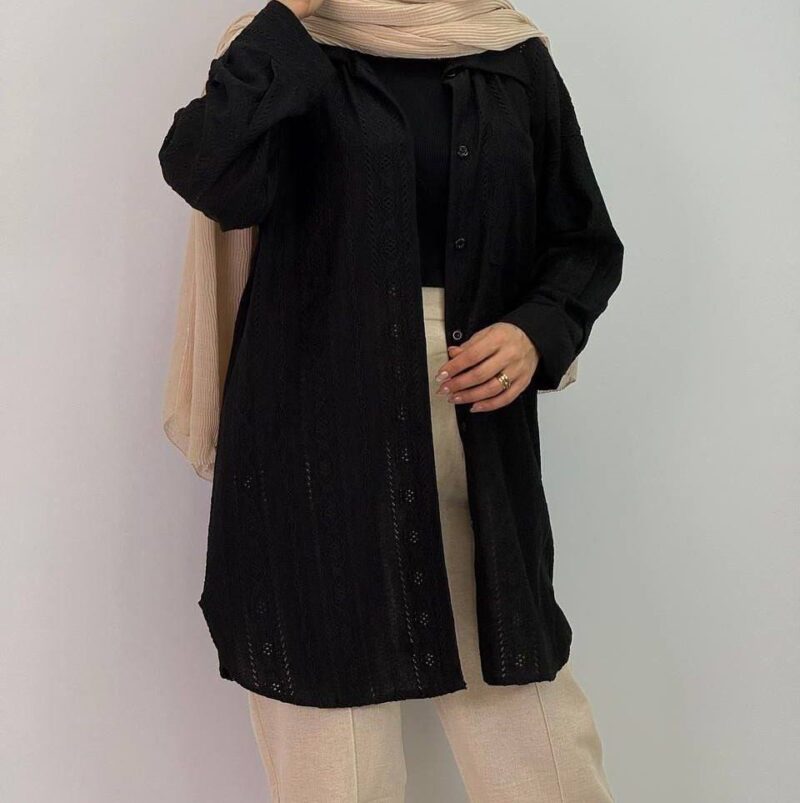 مانتو جلو دکمه آستین بلند (پک 4 عددی)