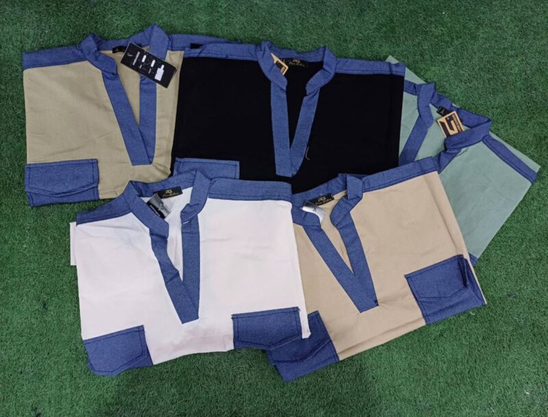 تونیک مانتو دوجیب یقه هفت (پک 5 عددی)