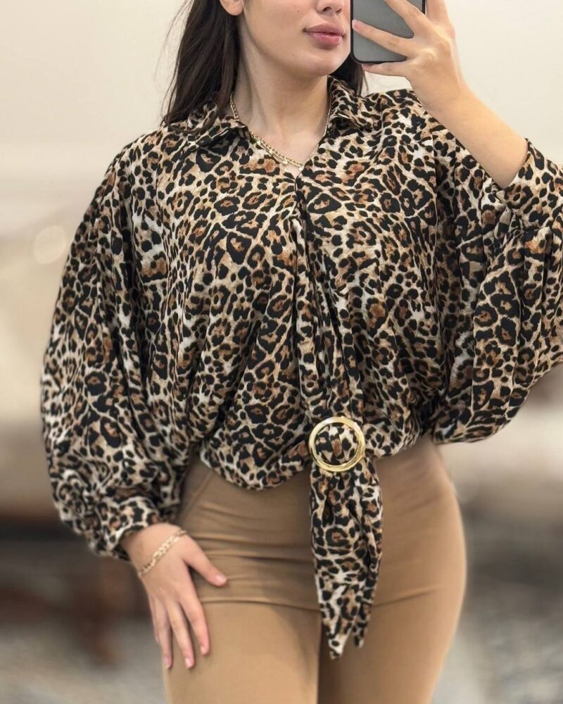 شومیز الیزه سگکدار پلنگی اعلا (پک 5 عددی)