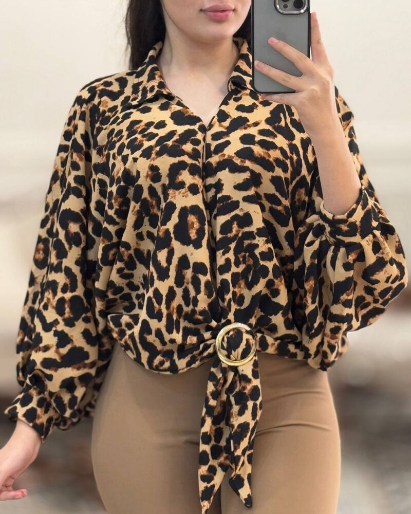 شومیز الیزه سگکدار پلنگی اعلا (پک 5 عددی)