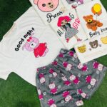 ست کراپ پنبه و شورتک مخمل (پک 6 عددی)