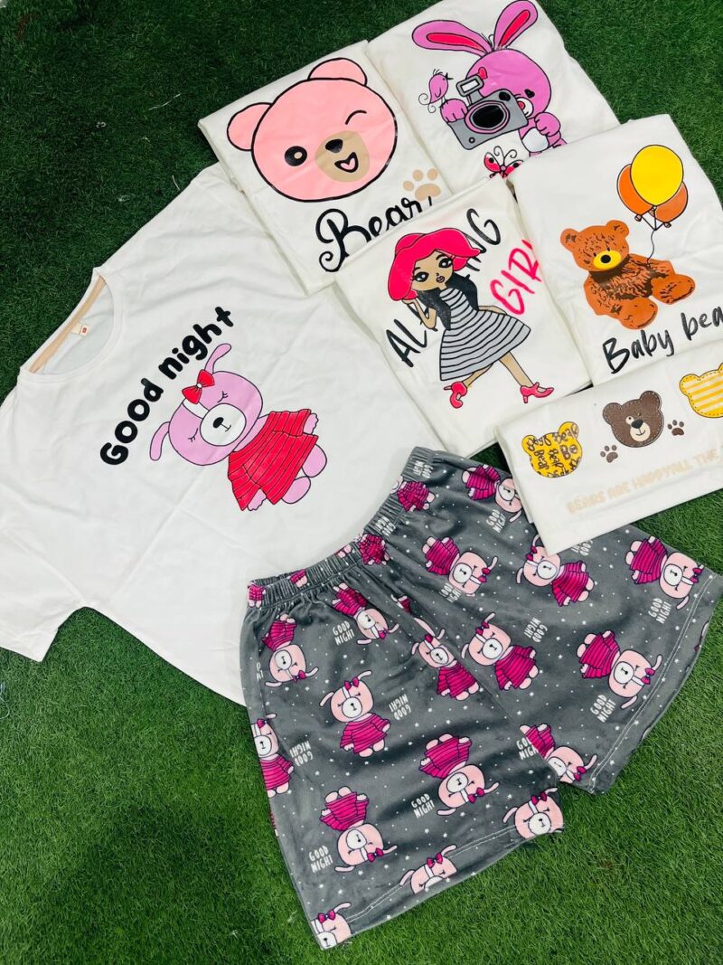 ست کراپ پنبه و شورتک مخمل (پک 6 عددی)