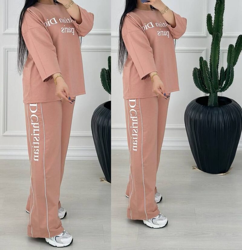 ست تیشرت و شلوار بگ مغزی دوزی دیور (پک 4 عددی)