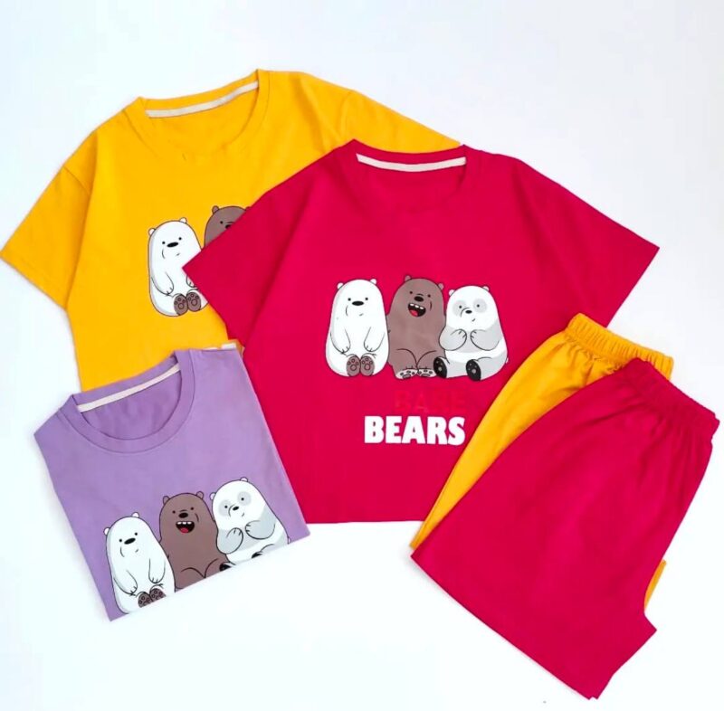 ست کراپ شورتک ۳خرس (پک 6 عددی)