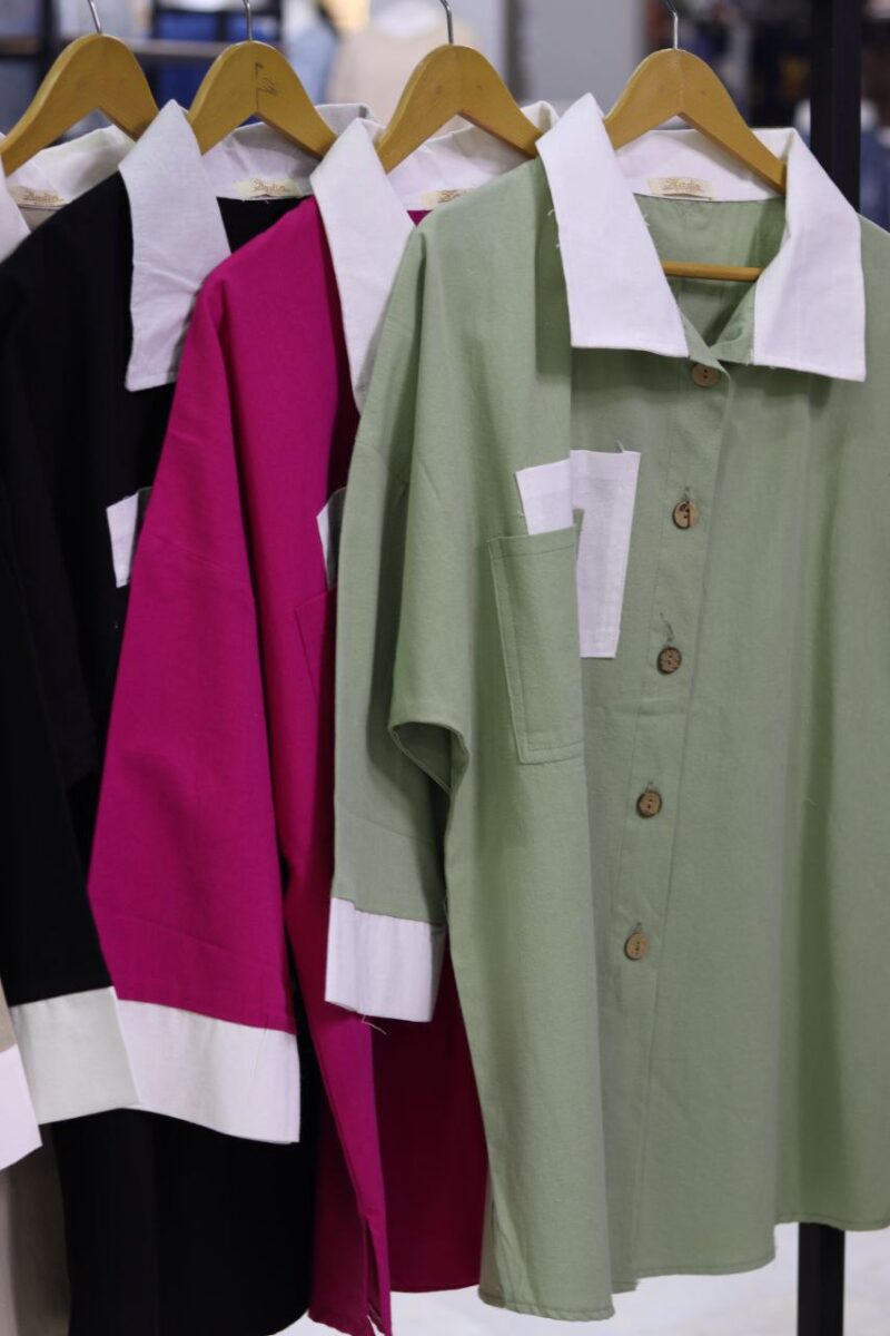 مانتو ۲جیب ۲رنگ‌ نبات (پک 3 عددی)