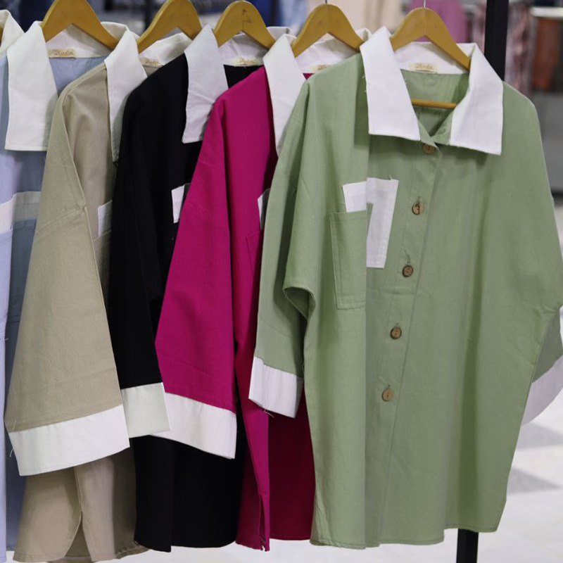 مانتو ۲جیب ۲رنگ‌ نبات (پک 3 عددی)