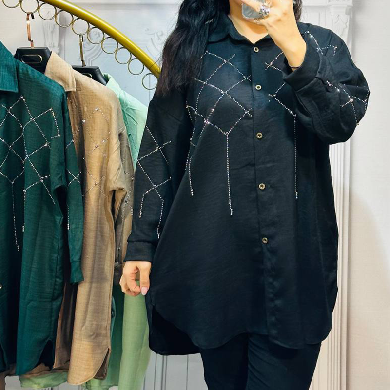 مانتو نگین دار مدل فنس (پک 3 عددی)