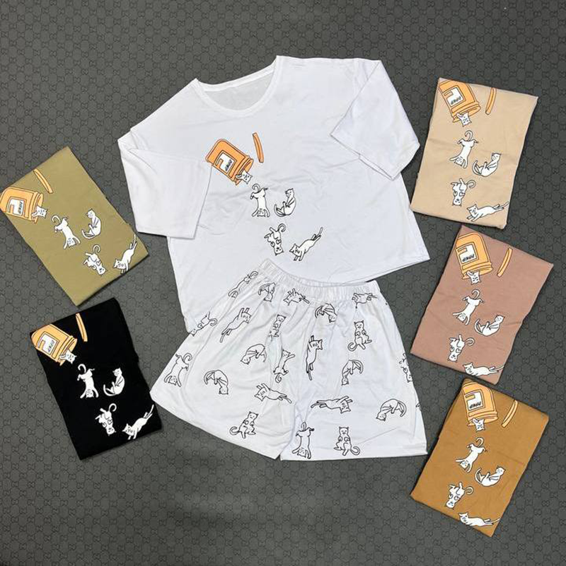 ست کراپ و شورتک گربه (پک 3 عددی)