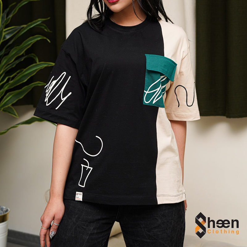 تیشرت فشن باکسی جیبدار (پک 3 عددی)