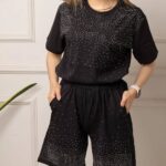 ست تیشرت و شلوارک نگینی (پک 3 عددی)