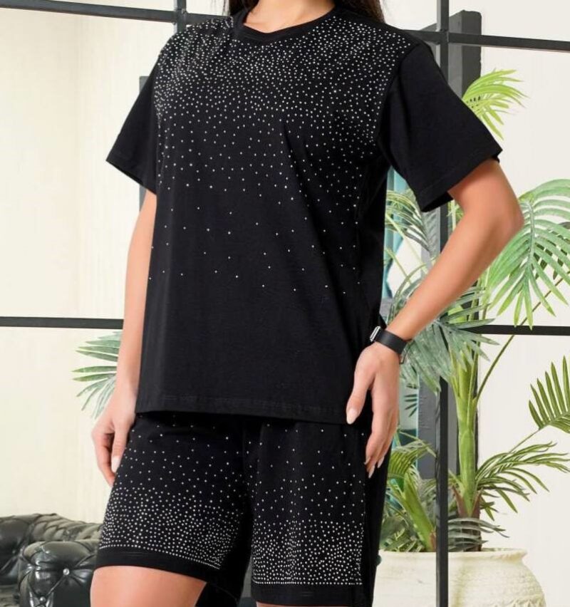 ست تیشرت و شلوارک نگینی (پک 3 عددی)