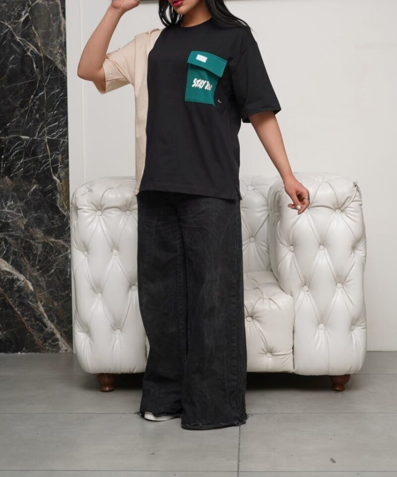 تیشرت فشن باکسی جیبدار (پک 3 عددی)