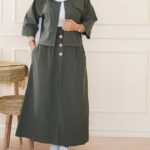 ست کت و دامن جلو دکمه  (پک 6 عددی)