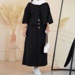 ست کت و دامن جلو دکمه  (پک 6 عددی)