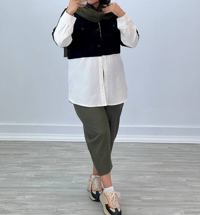 مانتو 2جیب ،پایین‌ سفید (پک 4 عددی)