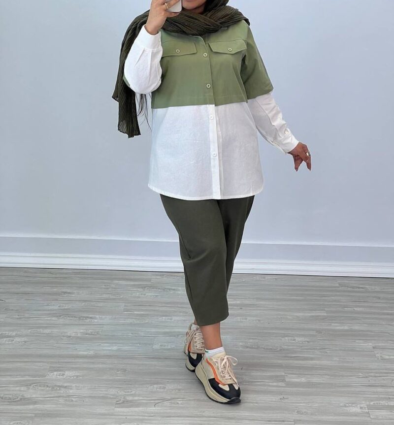 مانتو 2جیب ،پایین‌ سفید (پک 4 عددی)