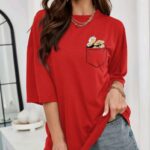 تیشرت لانگ چاپ قارچ و گل (پک 7 عددی)