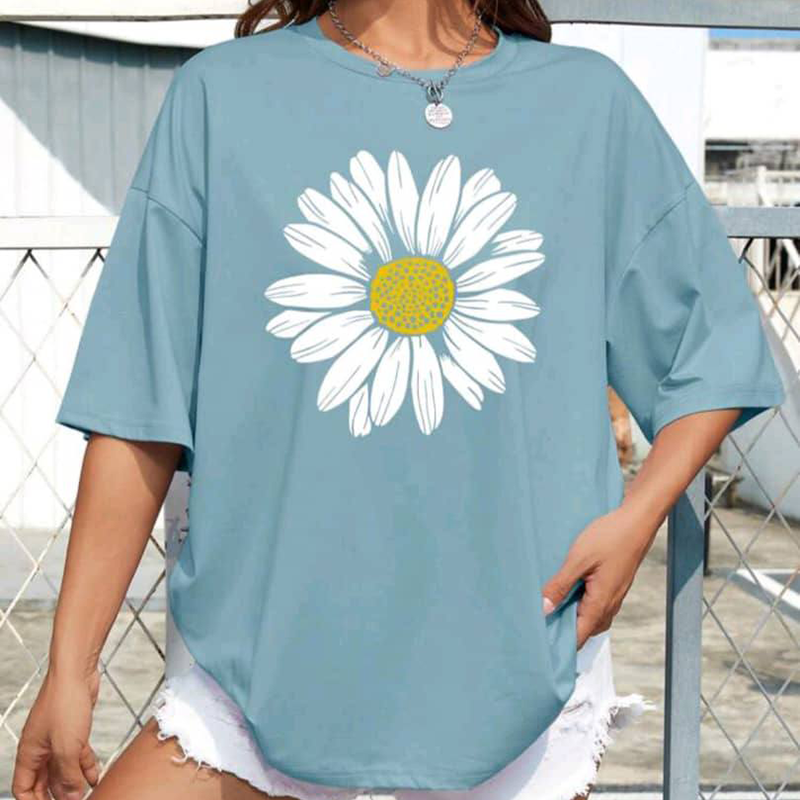 تیشرت لانگ چاپ آفتابگردان (پک 7 عددی)