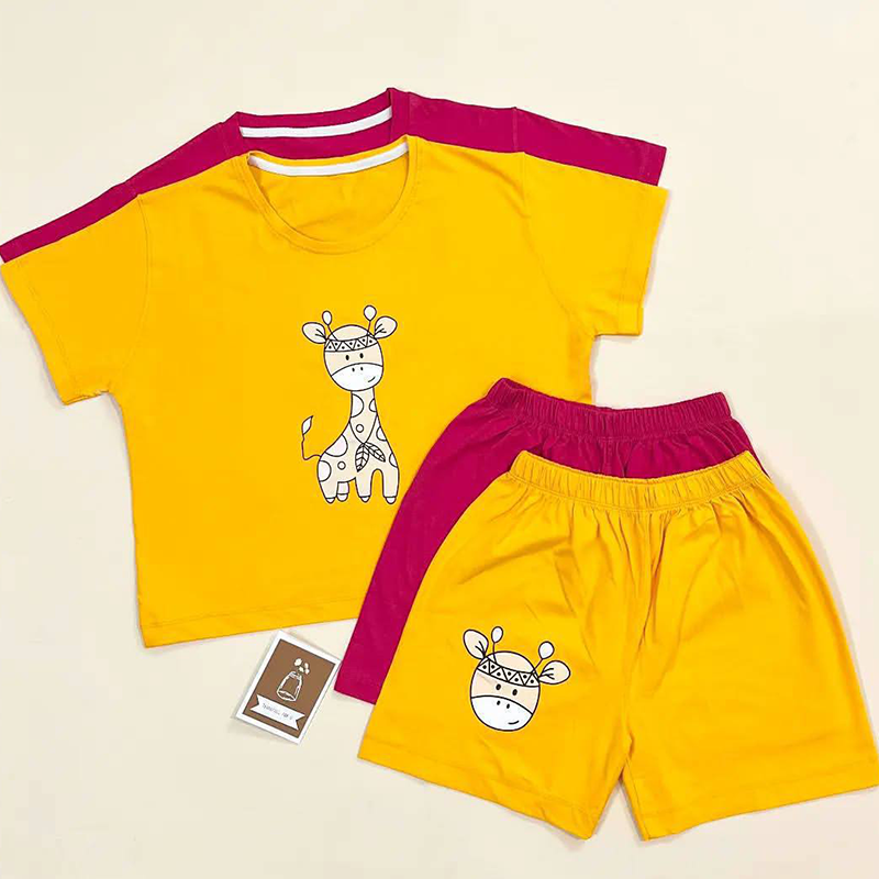 ست کراپ و شورتک زرافه (پک 6 عددی)