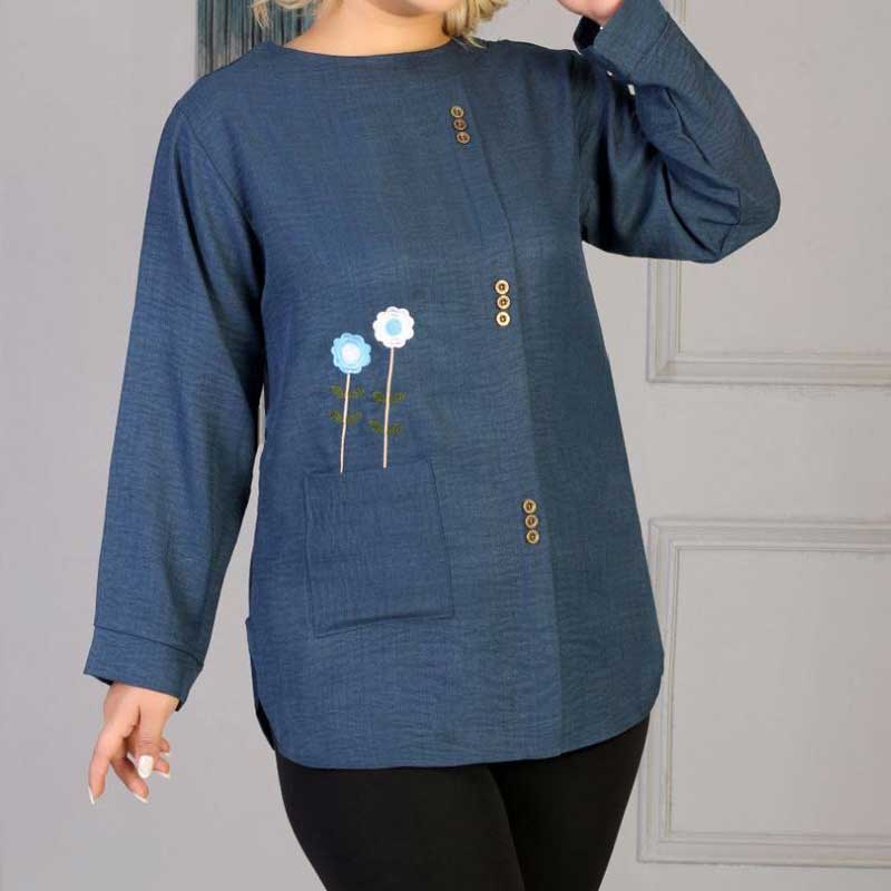 تونیک مانتویی گلدوزی جیبدار (پک 6 عددی)