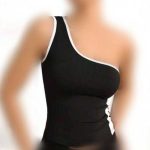 نیمتنه یکطرف سرشانه نوار سفید (پک 6 عددی)