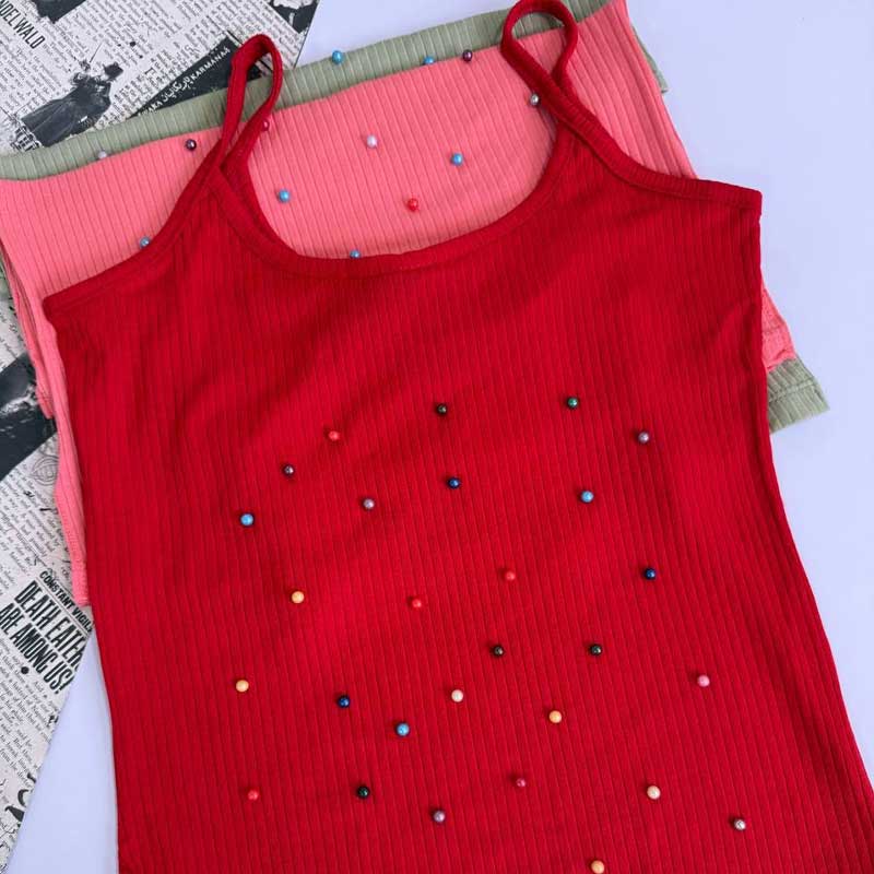 تاپ ۲ بندی مرواریدی (پک 5 عددی)