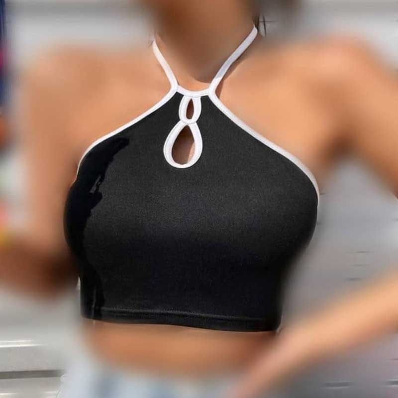 تاپ نیمتنه نواری پشت گردنی سفید (پک 6 عددی)