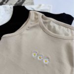 تاپ ۲ بندی گلدوزی ۳ گل بابونه (پک 5 عددی)
