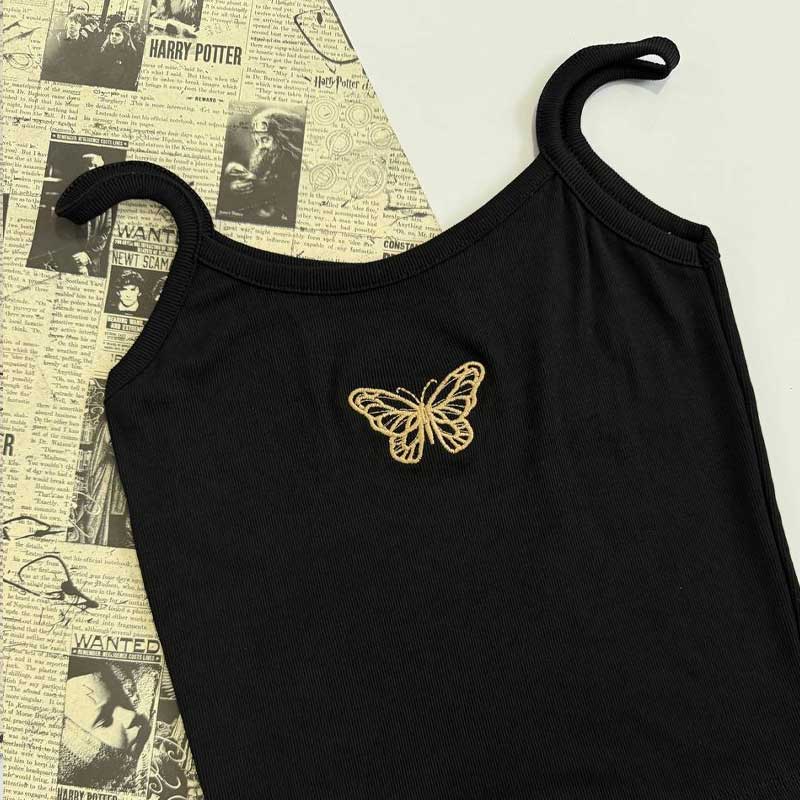 تاپ ۲ بندی گلدوزی پروانه (پک 5 عددی)