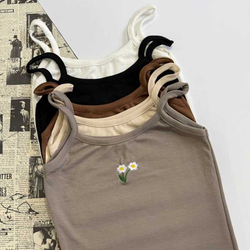 تاپ ۲ بندی گلدوزی ۲ گل (پک 5 عددی)