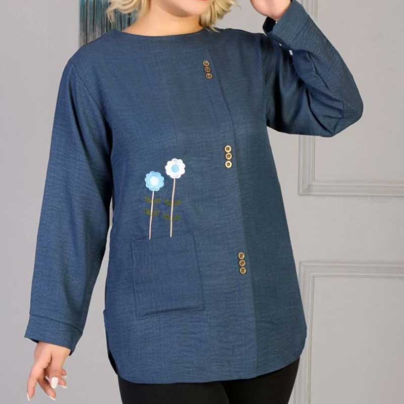 تونیک مانتویی گلدوزی جیبدار (پک 6 عددی)