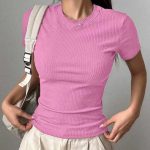 تیشرت بیسیک  یقه گرد  (پک 5 عددی)