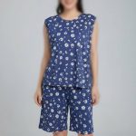 ست تاپ و شلوارک اسپان گل بابونه (پک 6 عددی)