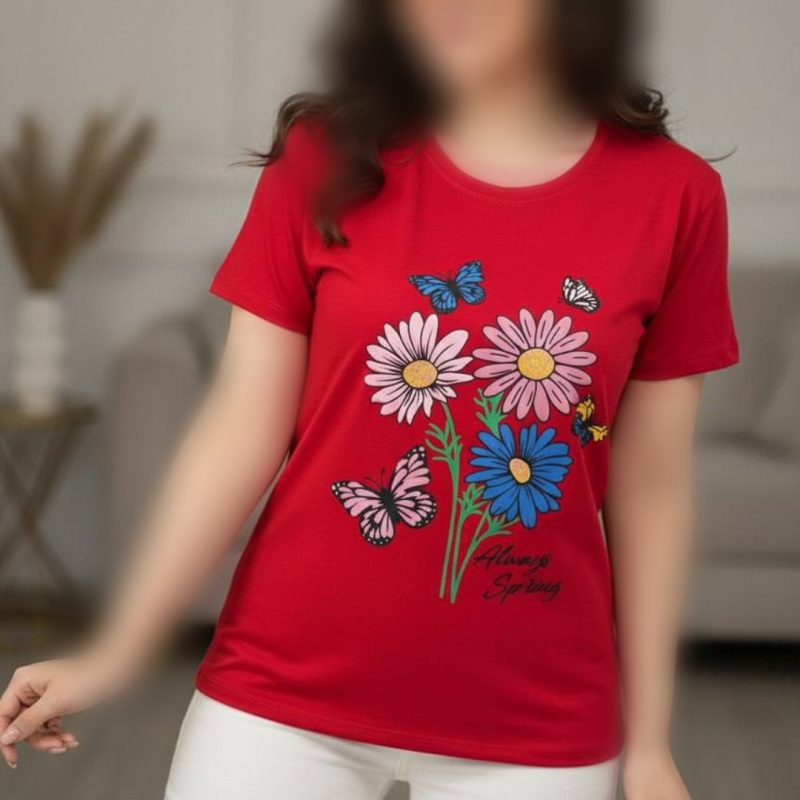 تیشرت چاپ پفکی گل (پک 6 عددی)