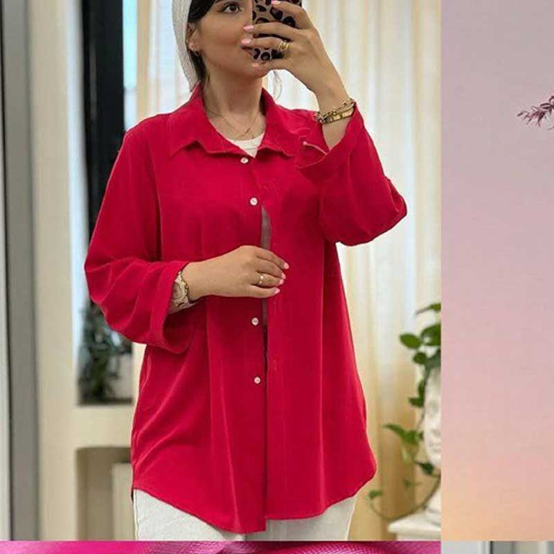 شومیز جلو دکمه الیزه گرم بالا (پک 6 عددی)