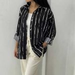 شومیز جلو دکمه پری خط ریز کد 2 (پک 5 عددی)