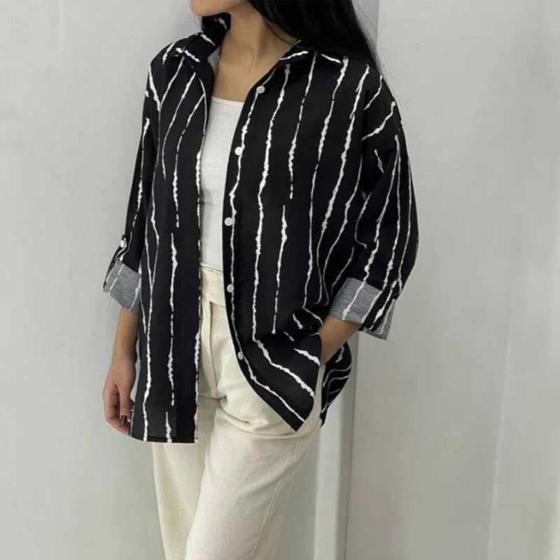 شومیز جلو دکمه پری خط ریز کد 2 (پک 5 عددی)