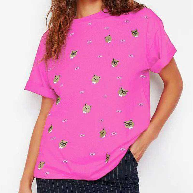 تیشرت قواره دار چاپ پاندا و ماهی (پک 4 عددی)