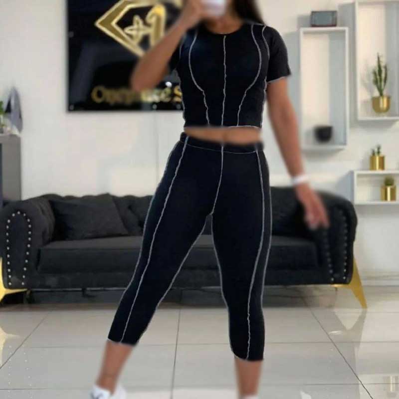 ست کراپ و‌شلوار جلو دوخت (پک 4 عددی)