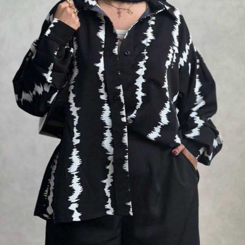 شومیز جلو دکمه پری خط درشت کد 1 (پک 5 عددی)