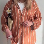 شومیز جلو دکمه پری خط ریز کد 2 (پک 5 عددی)