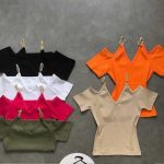 کراپ یقه هفت سرشانه زنجیر (پک 6 عددی)