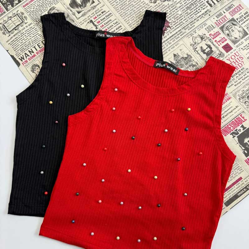 نیمتنه یقه گرد مرواریدی (پک 5 عددی)