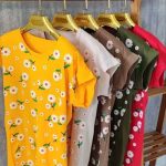 تیشرت چاپ پفکی گل (پک 6 عددی)