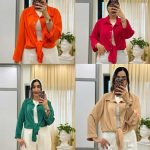 شومیز جلو دکمه الیزه گرم بالا (پک 6 عددی)