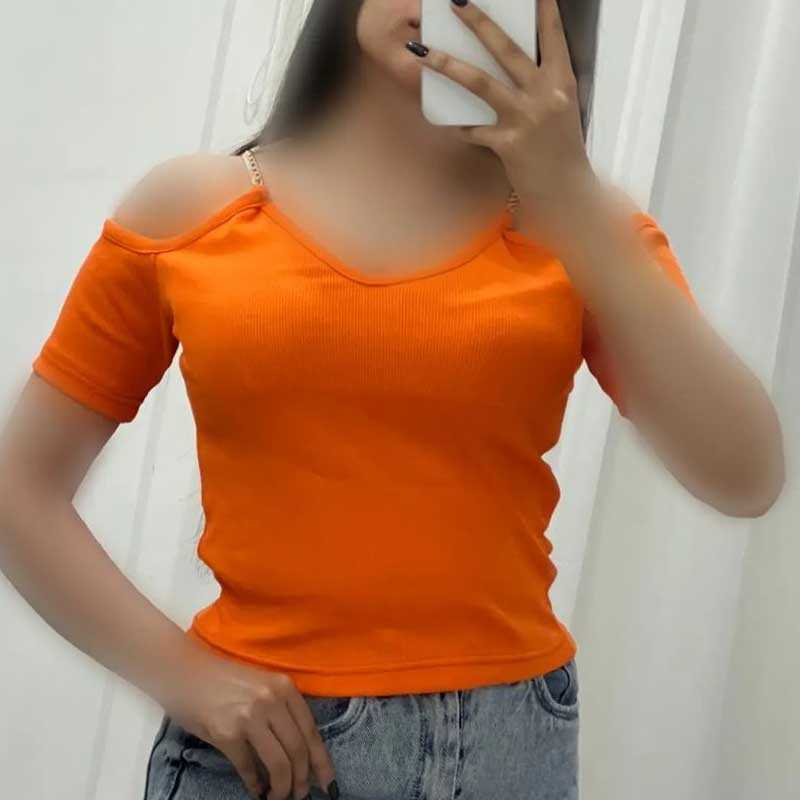 کراپ یقه هفت سرشانه زنجیر (پک 6 عددی)