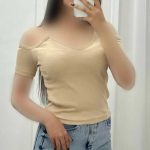 کراپ یقه هفت سرشانه زنجیر (پک 6 عددی)