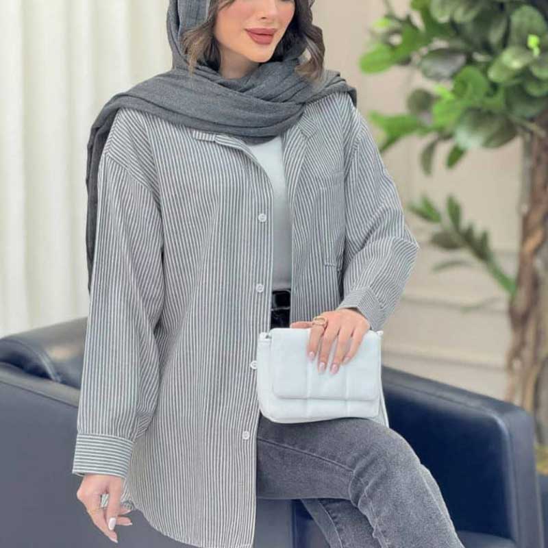 شومیز مانتویی راه راه (پک 3 عددی)