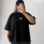 تیشرت لانگ چاپ alo قواره دار (پک 4 عددی)