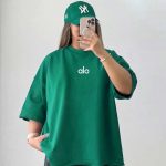 تیشرت لانگ چاپ alo قواره دار (پک 4 عددی)